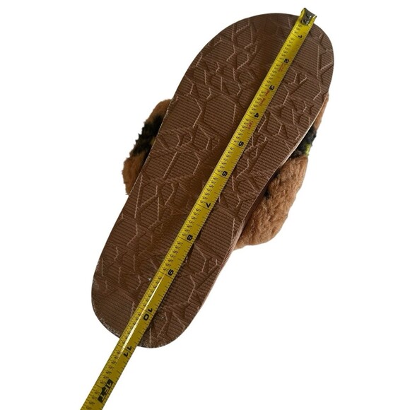 Volcom Lived in Lounge Woman's Slippers Slides Brown Soft Faux Fur Daisies Sz 8? - Picture 14 of 14